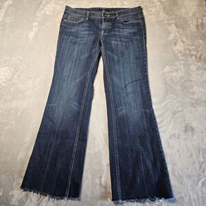 BOSS HUGO BOSS Jeans Mens 31x34 Blue Wide Leg Flare Raw Hem Denim